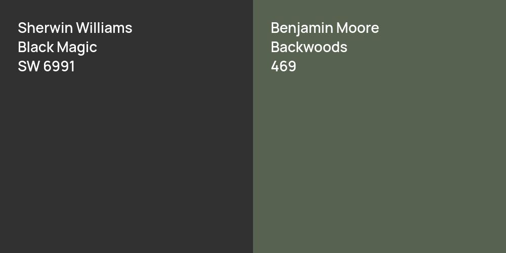 Sherwin Williams Black Magic vs. Benjamin Moore Backwoods