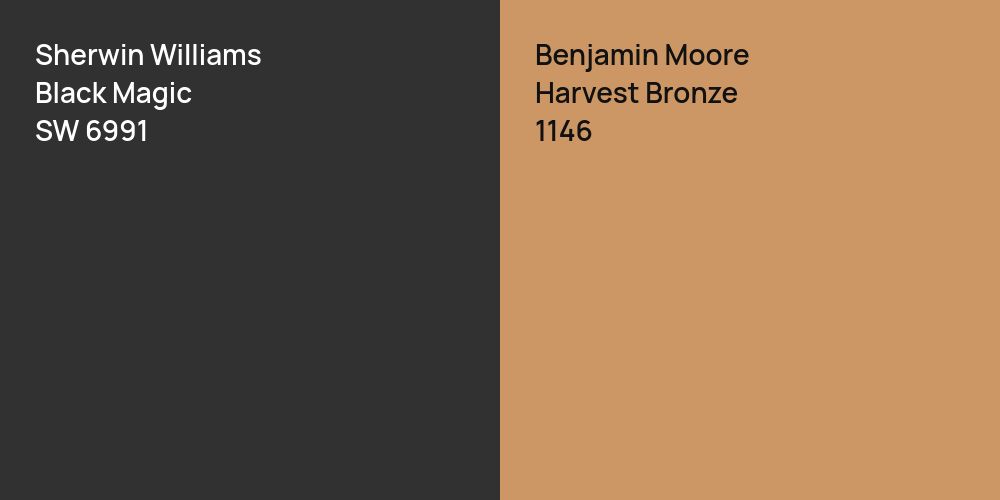 Sherwin Williams Black Magic vs. Benjamin Moore Harvest Bronze