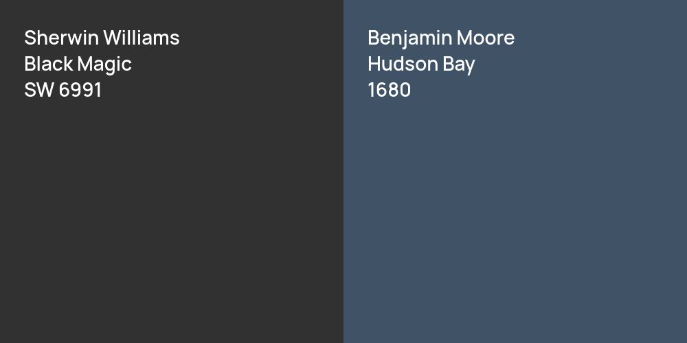 Sherwin Williams Black Magic vs. Benjamin Moore Hudson Bay