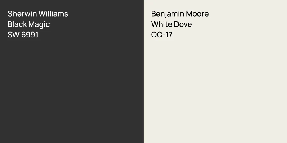 Sherwin Williams Black Magic vs. Benjamin Moore White Dove