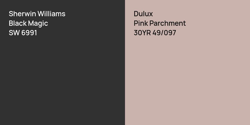 Sherwin Williams Black Magic vs. Dulux Pink Parchment