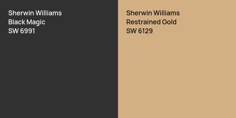 Sherwin Williams Black Magic vs. Sherwin Williams Restrained Gold