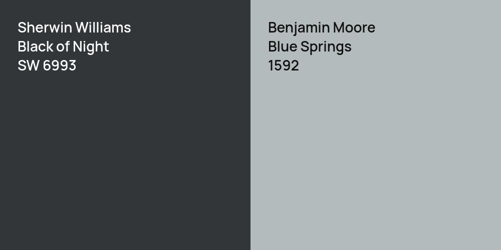 Sherwin Williams Black of Night vs. Benjamin Moore Blue Springs