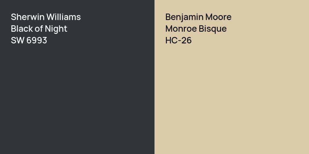 Sherwin Williams Black of Night vs. Benjamin Moore Monroe Bisque