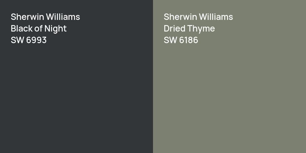 Sherwin Williams Black of Night vs. Sherwin Williams Dried Thyme