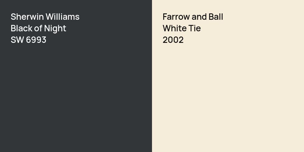 Sherwin Williams Black of Night vs. Farrow and Ball White Tie