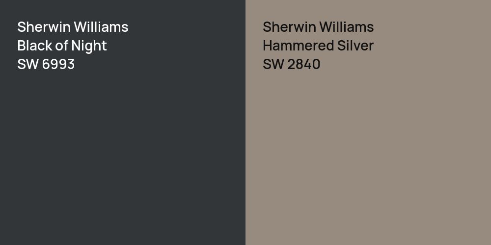 Sherwin Williams Black of Night vs. Sherwin Williams Hammered Silver