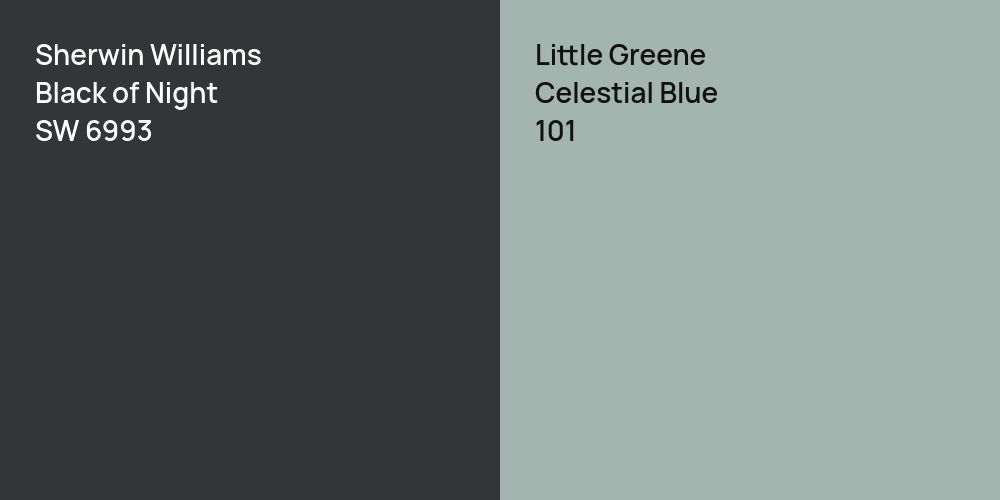 Sherwin Williams Black of Night vs. Little Greene Celestial Blue