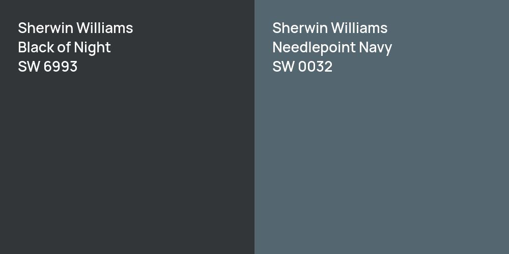 Sherwin Williams Black of Night vs. Sherwin Williams Needlepoint Navy