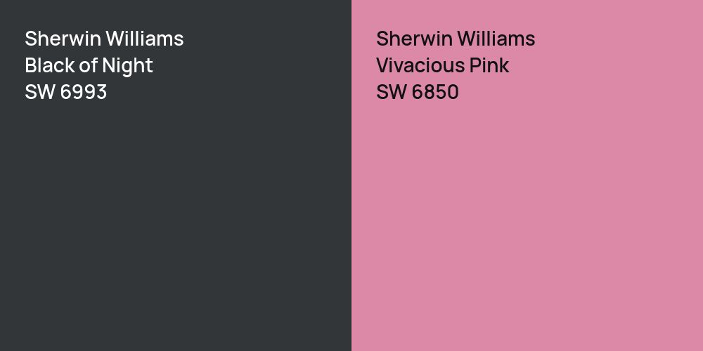 Sherwin Williams Black of Night vs. Sherwin Williams Vivacious Pink