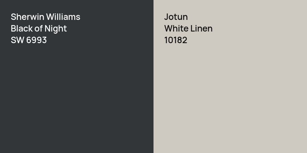 Sherwin Williams Black of Night vs. Jotun White Linen