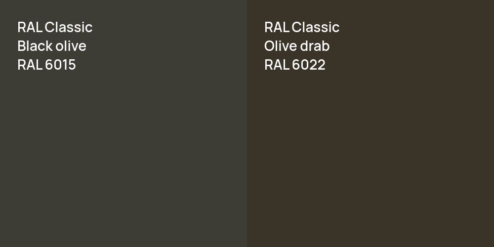 RAL Classic  Black olive vs. RAL Classic  Olive drab