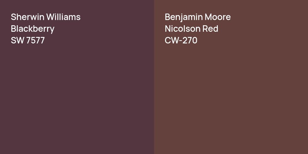 Sherwin Williams Blackberry vs. Benjamin Moore Nicolson Red