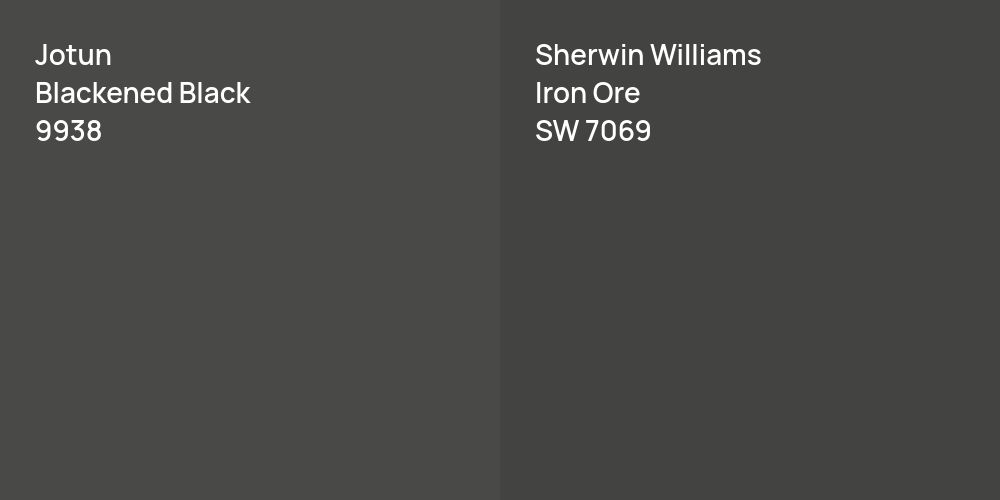 Jotun Blackened Black vs. Sherwin Williams Iron Ore