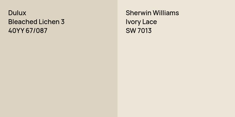 Dulux Bleached Lichen 3 vs. Sherwin Williams Ivory Lace