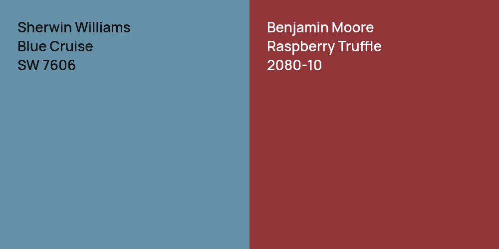 Sherwin Williams Blue Cruise vs. Benjamin Moore Raspberry Truffle