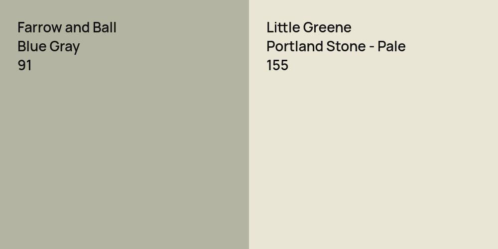 Farrow and Ball Blue Gray vs. Little Greene Portland Stone - Pale