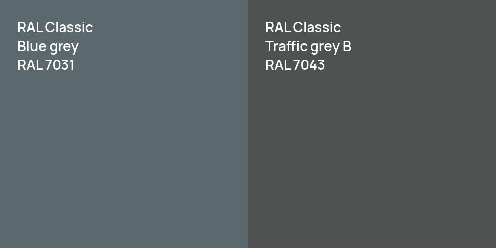 RAL Classic  Blue grey vs. RAL Classic  Traffic grey B