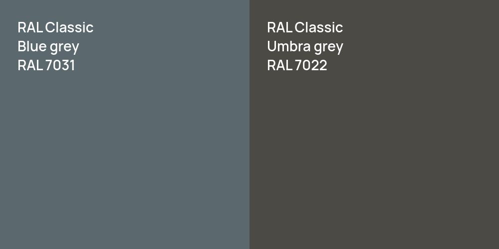 RAL Classic  Blue grey vs. RAL Classic  Umbra grey