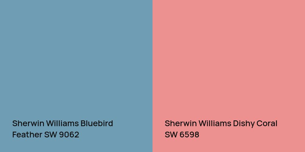 Sherwin Williams Bluebird Feather vs. Sherwin Williams Dishy Coral