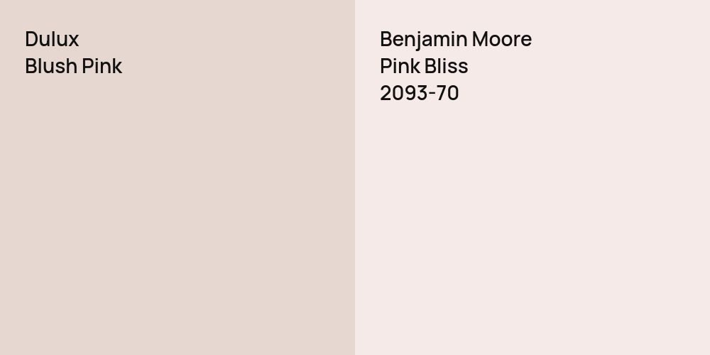 Dulux Blush Pink vs. Benjamin Moore Pink Bliss