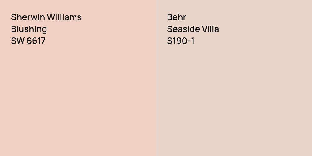 Sherwin Williams Blushing vs. Behr Seaside Villa