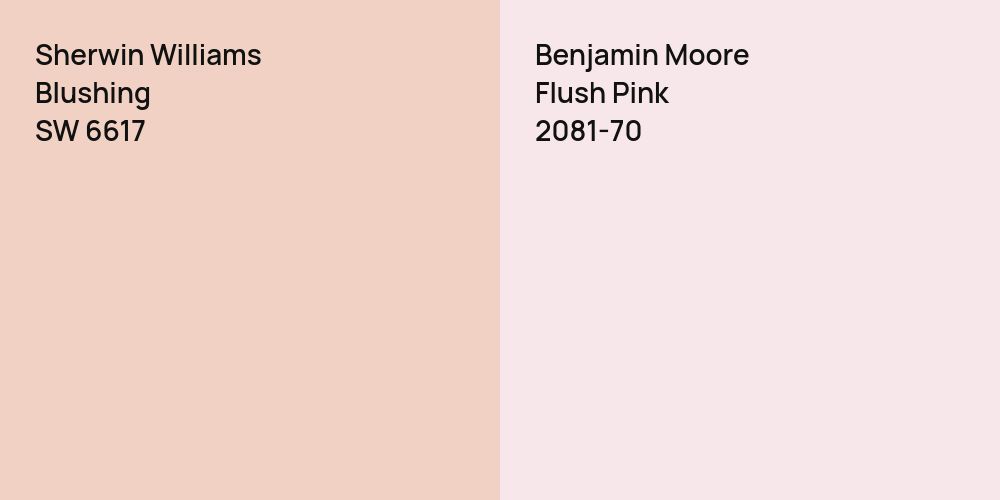 Sherwin Williams Blushing vs. Benjamin Moore Flush Pink