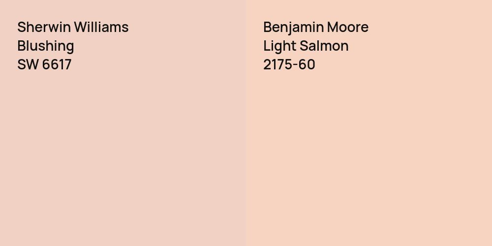 Sherwin Williams Blushing vs. Benjamin Moore Light Salmon