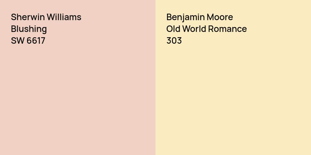 Sherwin Williams Blushing vs. Benjamin Moore Old World Romance