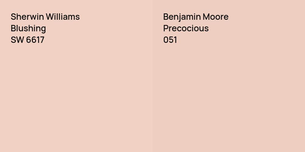 Sherwin Williams Blushing vs. Benjamin Moore Precocious