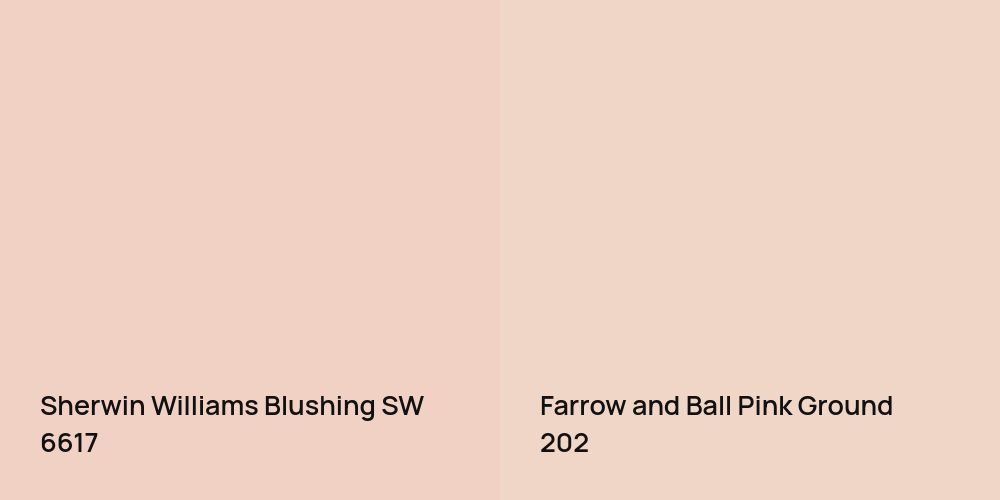 Sherwin Williams Blushing vs. Farrow and Ball Pink Ground