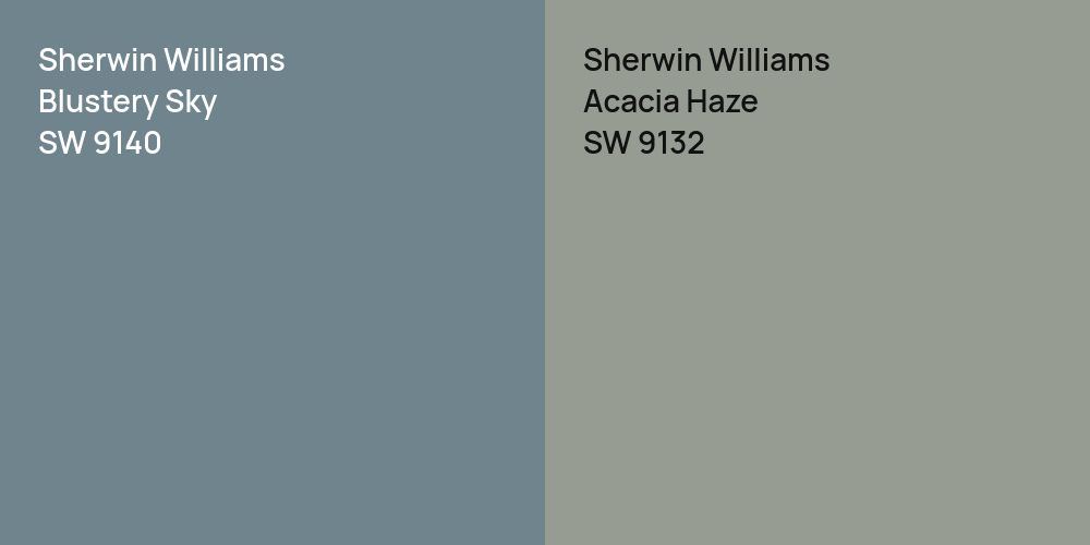 Sherwin Williams Blustery Sky vs. Sherwin Williams Acacia Haze