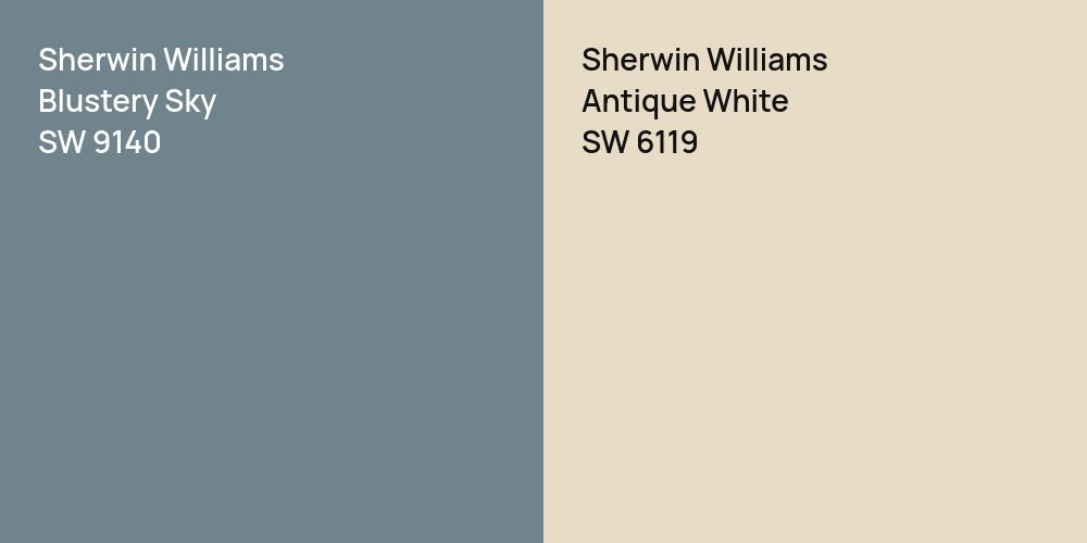 Sherwin Williams Blustery Sky vs. Sherwin Williams Antique White