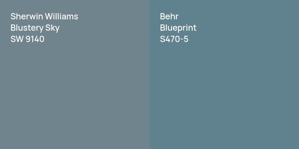 Sherwin Williams Blustery Sky vs. Behr Blueprint