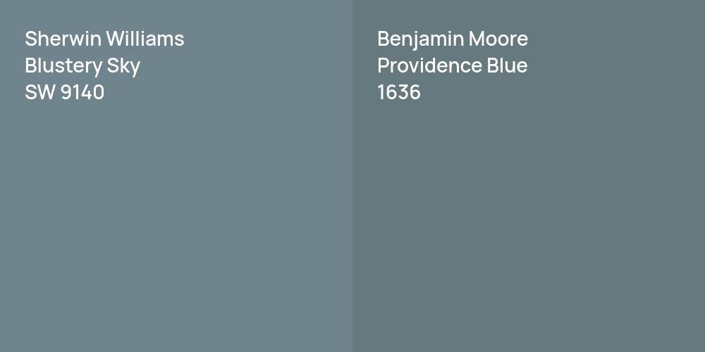 Sherwin Williams Blustery Sky vs. Benjamin Moore Providence Blue