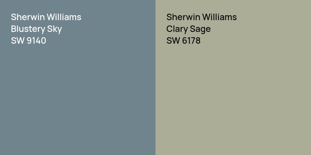 Sherwin Williams Blustery Sky vs. Sherwin Williams Clary Sage