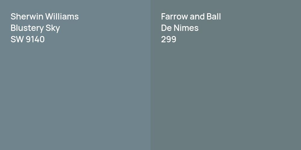 Sherwin Williams Blustery Sky vs. Farrow and Ball De Nimes