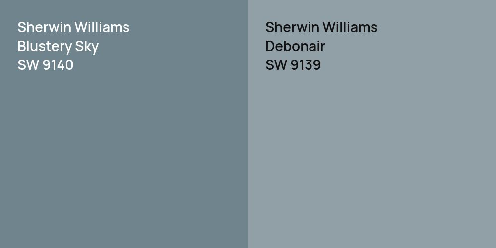 Sherwin Williams Blustery Sky vs. Sherwin Williams Debonair