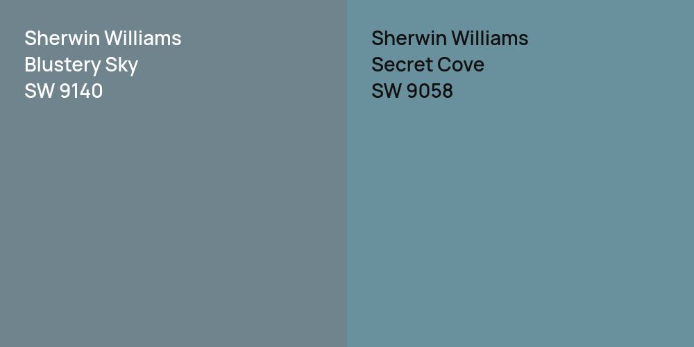 Sherwin Williams Blustery Sky vs. Sherwin Williams Secret Cove