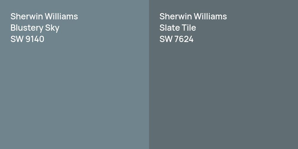 Sherwin Williams Blustery Sky vs. Sherwin Williams Slate Tile