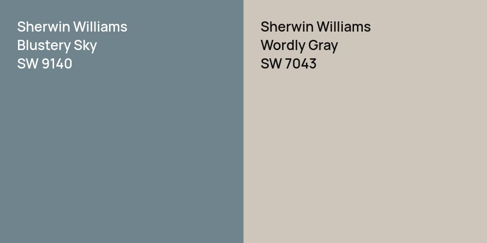 Sherwin Williams Blustery Sky vs. Sherwin Williams Wordly Gray