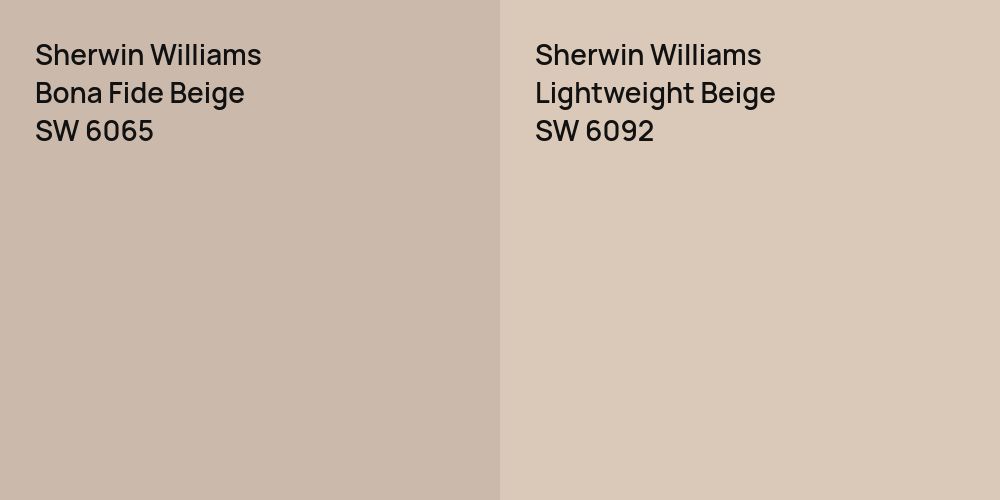 Sherwin Williams Bona Fide Beige vs. Sherwin Williams Lightweight Beige