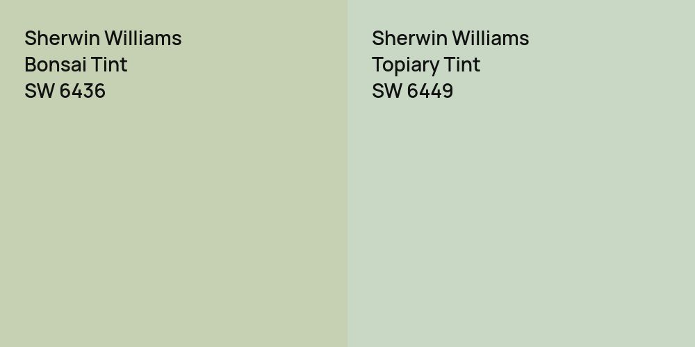 Sherwin Williams Bonsai Tint vs. Sherwin Williams Topiary Tint