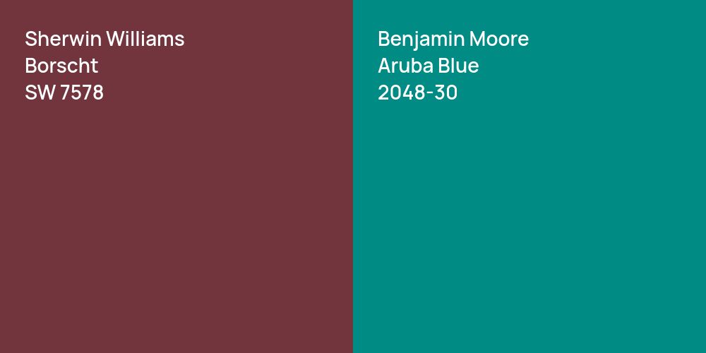 Sherwin Williams Borscht vs. Benjamin Moore Aruba Blue