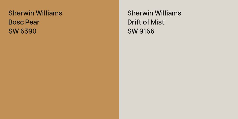 Sherwin Williams Bosc Pear vs. Sherwin Williams Drift of Mist