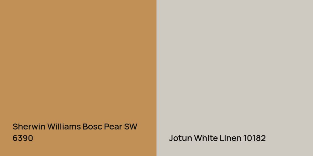 Sherwin Williams Bosc Pear vs. Jotun White Linen