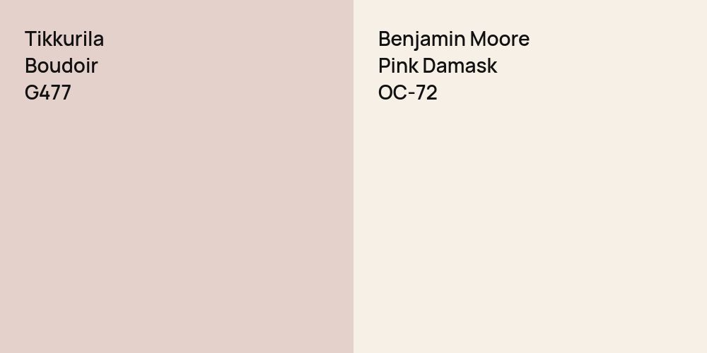 Tikkurila Boudoir vs. Benjamin Moore Pink Damask