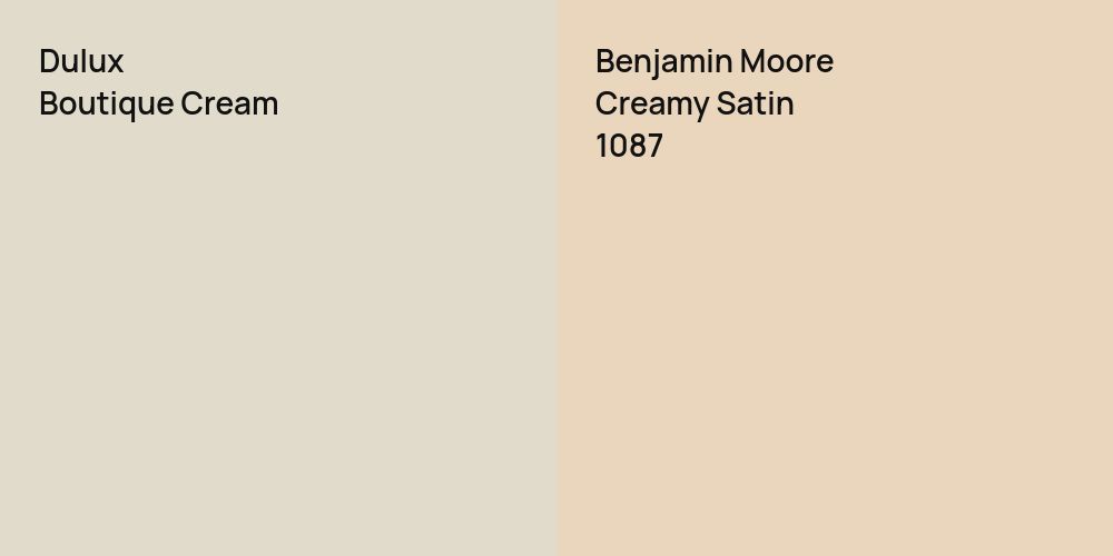 Dulux Boutique Cream vs. Benjamin Moore Creamy Satin