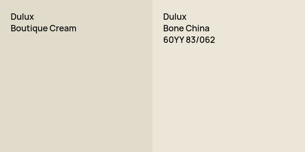 Dulux Boutique Cream vs. Dulux Bone China