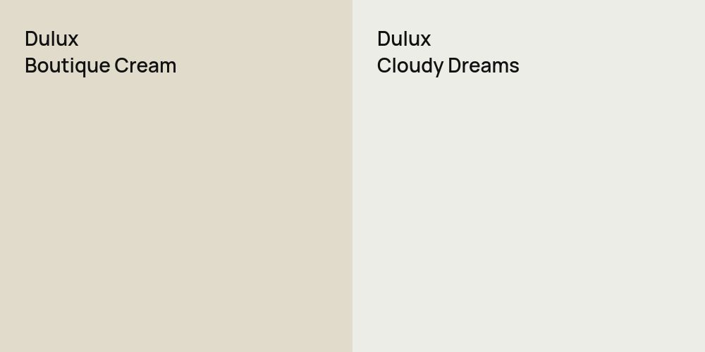 Dulux Boutique Cream vs. Dulux Cloudy Dreams